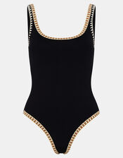 Glitter Detail Swimsuit, Black (BLACK), large