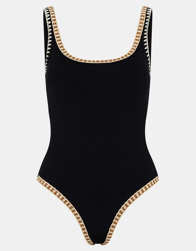 Glitter Detail Swimsuit, Black (BLACK), large