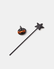 Girls Halloween Witch Hair Clip & Wand Set, , large