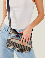 Stripe Woven Cross-Body Bag, , large