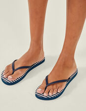 Stripe Flip Flops, Blue (NAVY), large
