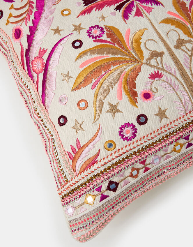 Palm Embellished Square Cushion Cover, , large