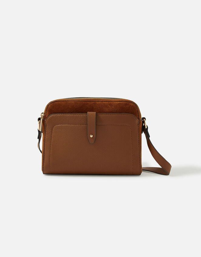 Sarah Leather Cross-Body Bag, Tan (TAN), large