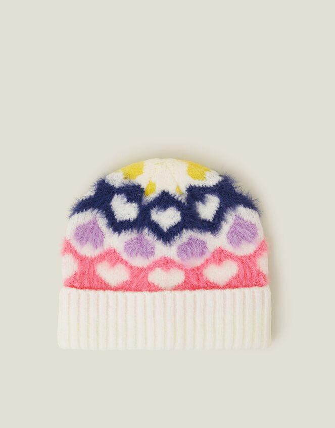Girls Heart Beanie Hat, Multi (BRIGHTS MULTI), large