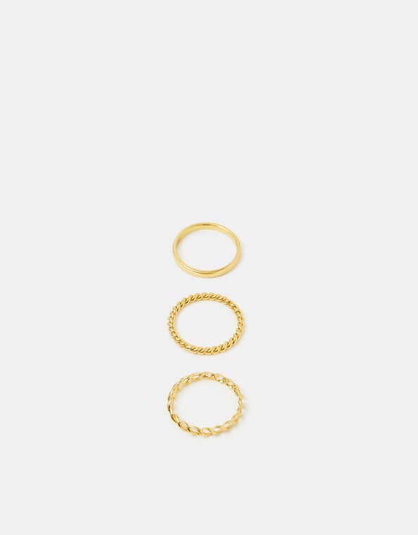 3-Pack 14ct Gold-Plated Stacking Rings, Gold (GOLD), large