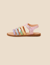 Kids Pastel Strap Gladiator Sandals, Multi (PASTEL-MULTI), large