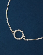 Sterling Silver-Plated Sparkle Circle Bracelet, , large
