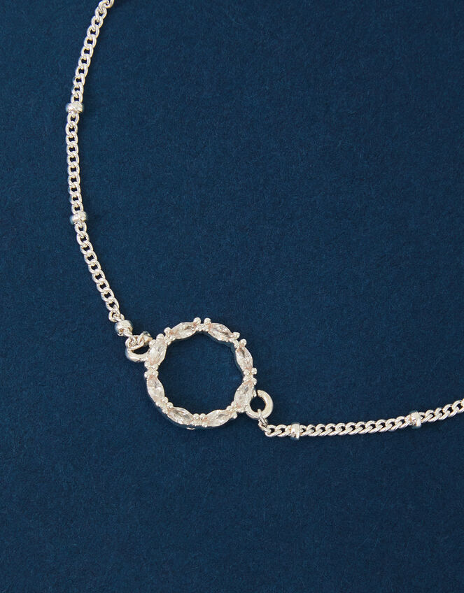 Sterling Silver-Plated Sparkle Circle Bracelet, , large
