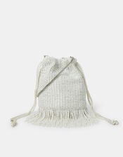 Bridal Bead Fringe Bucket Bag, , large