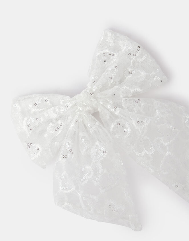 Girls Sequin Mesh Bow Barrette Hair Clip, , large
