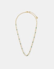 14ct Gold-Plated Aventurine Paperclip Necklace, , large