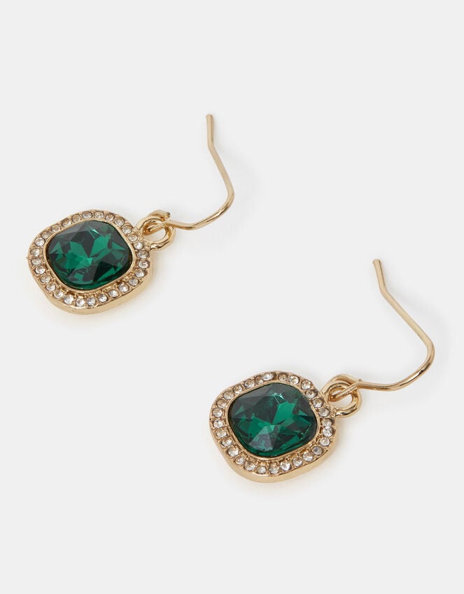 Mini Gemstone Drop Earrings, Green (GREEN), large