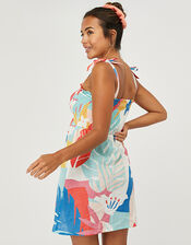 Palm Print Dress in Pure Cotton, Multi (PASTEL-MULTI), large