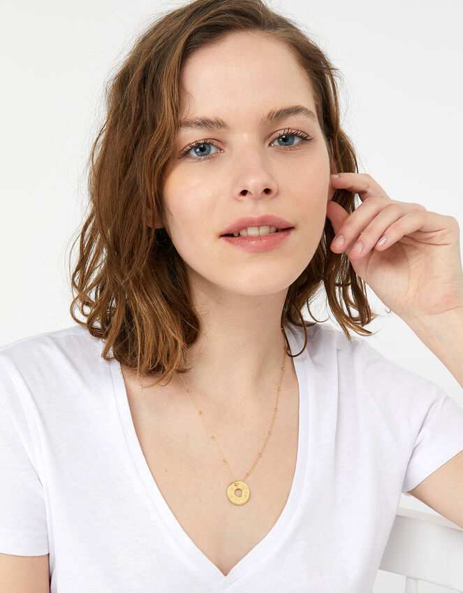 Love Light Laughter Coin Pendant Necklace, , large