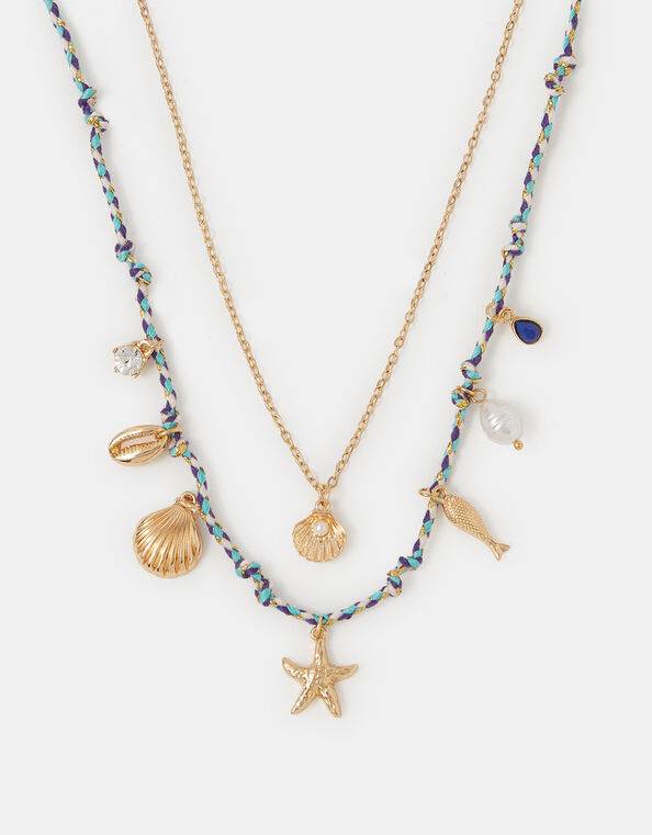 2-Pack Shell Charm Cord Necklaces, , large