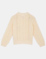 Girls Fruit Knit Cardigan, Ivory (IVORY), large