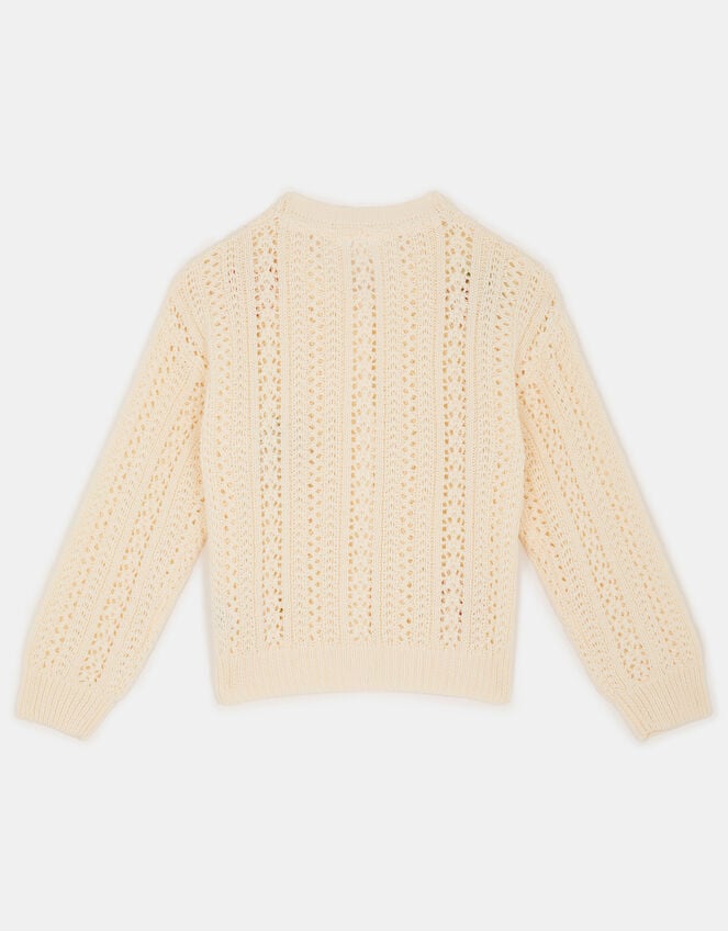 Girls Fruit Knit Cardigan, Ivory (IVORY), large