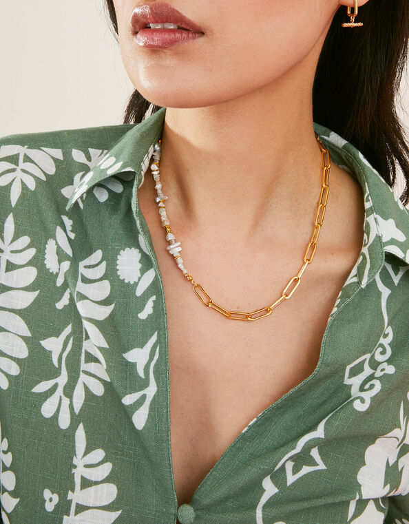 14ct Gold-Plated Keshi Pearl Necklace, , large