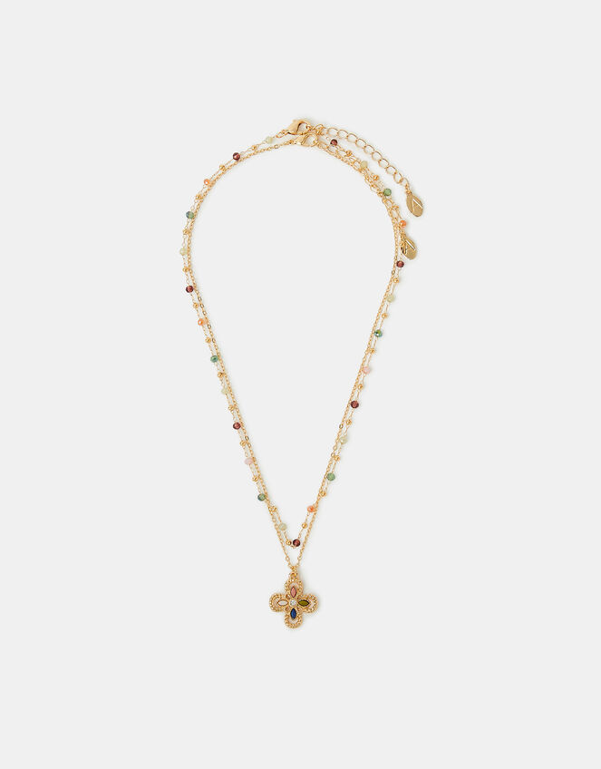 2-Pack Beaded Clover Pendant Necklaces, , large