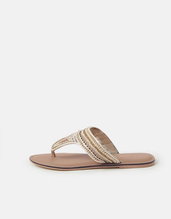 Embellished Flip Flops, Gold (GOLD), large