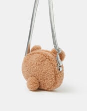 Girls Fluffy Bear Crossbody Bag, , large