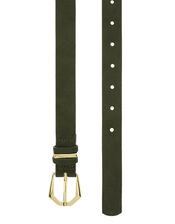 Slim Gold Buckle Belt, Green (KHAKI), large