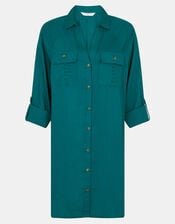 Lace Trim Beach Cover Up Shirt, Teal (TEAL), large