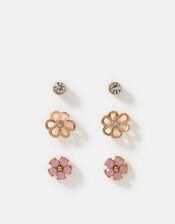 3-Pack Flower Stud Earrings, , large
