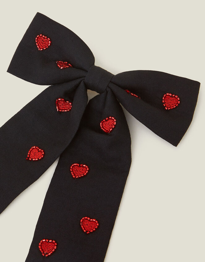 Heart Bow Barrette Hair Clip, , large