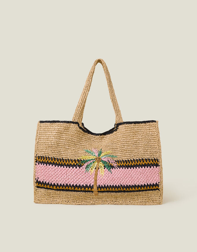 Palm Raffia Shopper Bag, , large