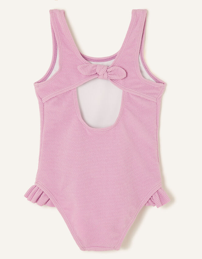 Kids Ruffle Hem Textured Swimsuit, Purple (LILAC), large
