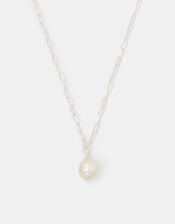 Sterling Silver Pearl Pendant Necklace, , large