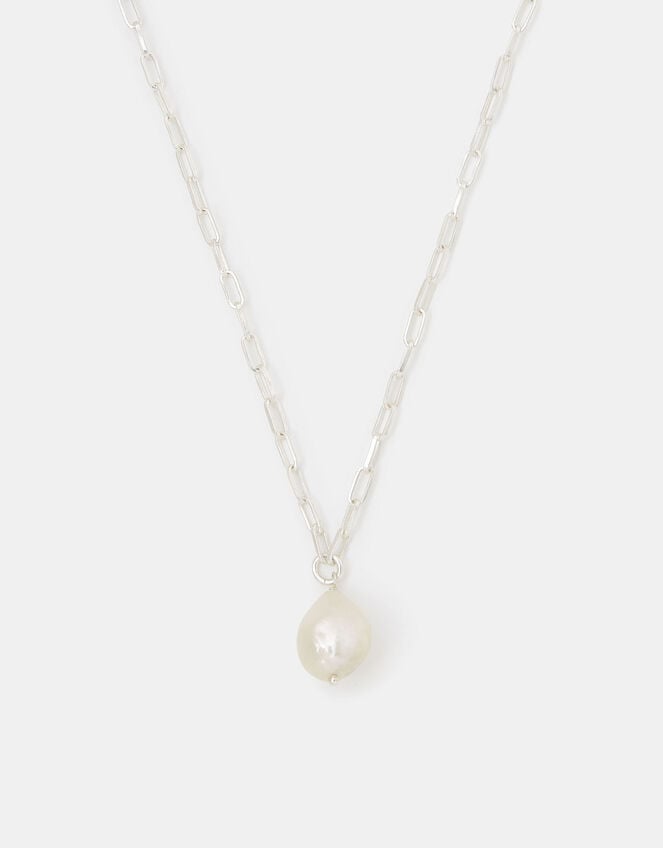 Sterling Silver Pearl Pendant Necklace, , large