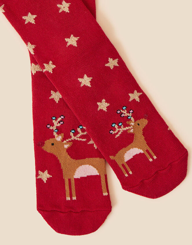 Girls Reindeer Mummy and Mini Socks, Red (RED), large