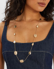 Long Textured Pendant Station Necklace, , large