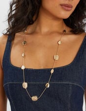 Long Textured Pendant Station Necklace, , large