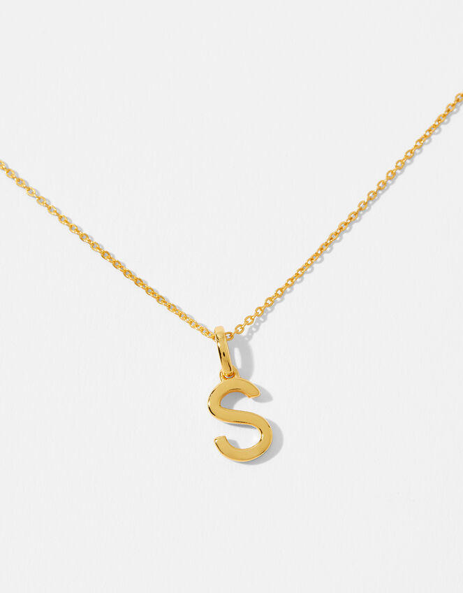 Gold Vermeil Initial Pendant Necklace - S, , large