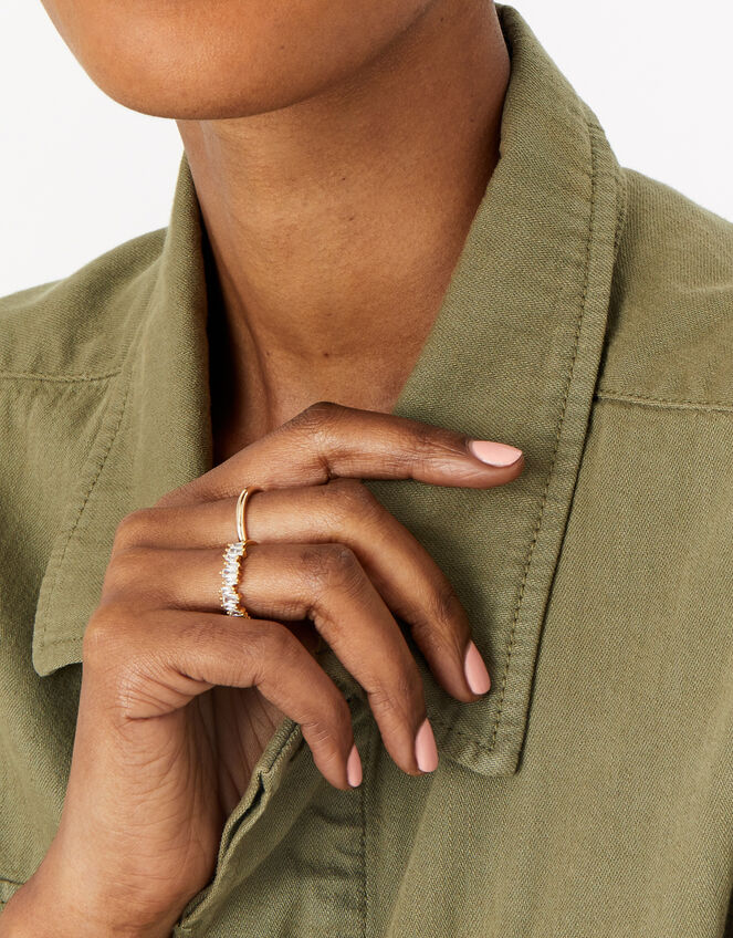 Gold-Plated Baguette Gem Ring, Gold (GOLD), large