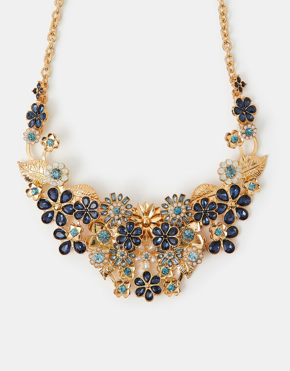 Gem Flower Statement Necklace, , large