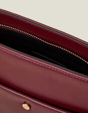 Faux Leather Small Cross-Body Bag, Red (BURGUNDY), large