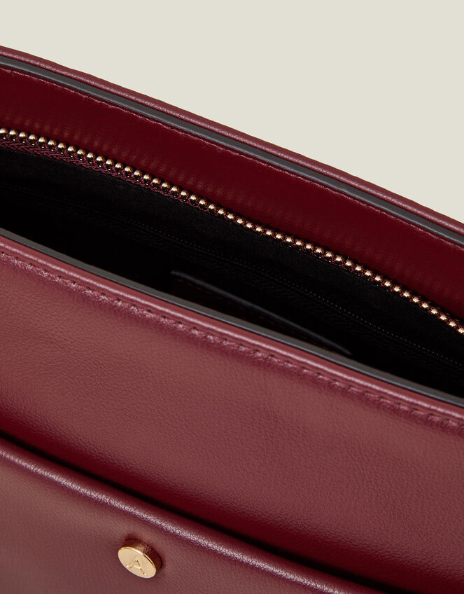 Faux Leather Small Cross-Body Bag, Red (BURGUNDY), large