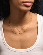 14ct Gold-Plated Sun Pearl Layered Necklace, , large