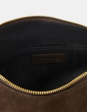 Leather Messenger Crossbody Bag, Brown (CHOCOLATE), large