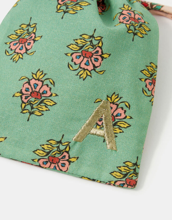 Initial Floral Print Drawstring Bag, Multi (PASTEL MULTI), large