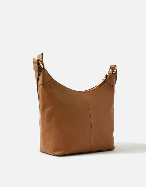 Leather Scoop Shoulder Bag Tan, Tan (TAN), large