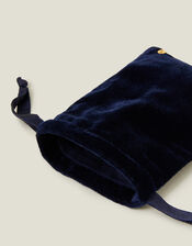 Velvet Drawstring Jewellery Pouch, Blue (NAVY), large