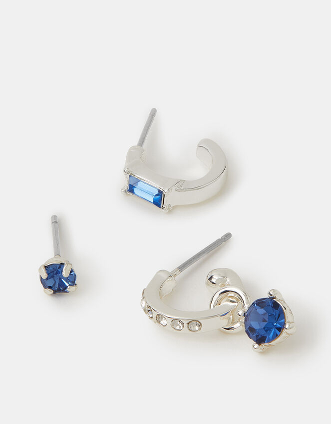 3-Pack Sparkle Hoop Stud Earrings, , large