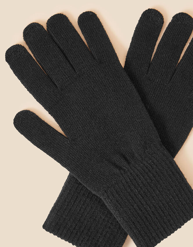 Long Cuff Touchscreen Gloves, Black (BLACK), large