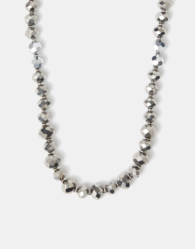 Metallic Facet Beaded Necklace, , large