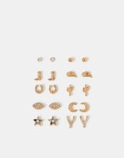 10-Pack Lucky Western Stud Earrings, , large